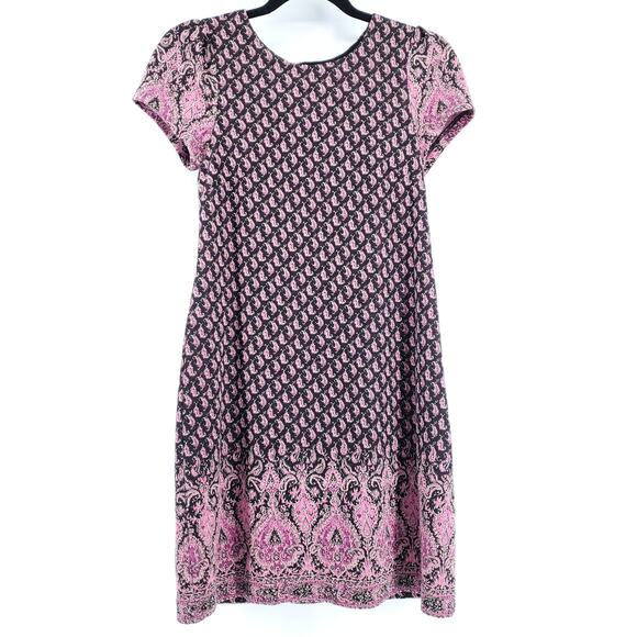 Maeve Boho VTG inspired Tapestry Paisley Geometric Metallic Shift Dress Lined XS - Picture 1 of 11